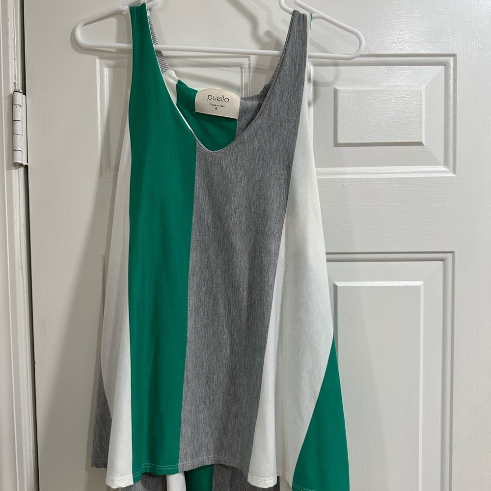 Anthropologie Puella Swing Green and Gray Sleeveless Tank